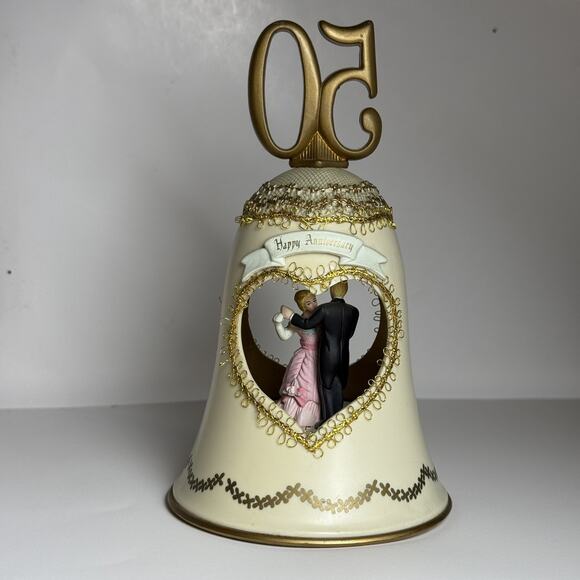 Vintage Enesco 50th Anniversary Bell Music Box Works Bin 2710(01) RARE, GIFT - Picture 10 of 11